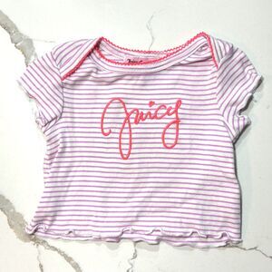 Juicy Couture | Girls White Purple Stripes T-Shirt Tee 3-6M